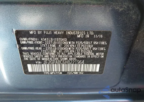 2017 Subaru Crosstrek 2.0I Premium from USA, damaged, VIN JF2GPABC6H8221964